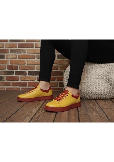 Catelli %100 Deri Ortopedik Erkek Rahat Günlük Sneaker Mevsimlik Taraftar Ayakkabı 40-44 Sarı Kırmızı Catelli %100 Deri Ortopedik Erkek Rahat Günlük Sneaker Mevsimlik Taraftar Ayakkabı 40-44 Sarı Kırmızı