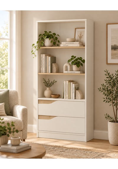 Nola Genç Odası 2 Raflı + 2 Çekmeceli Kitaplık Aytaşı /derin Sepet Aytaşı/derin Sepet