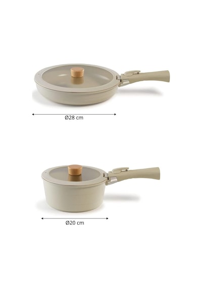 Neoflam Midas Başlangıç Set Çıkarılabilir Kulp Bej 6 Parça Tencere Seti D Neomds6ı