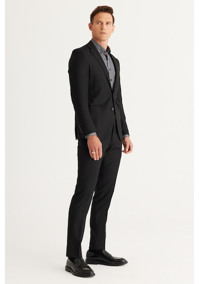 AC&Co / Altınyıldız Classics Erkek Siyah Ekstra Slim Fit Dar Kesim Mono Yaka Yünlü Takım Elbise Siyah AC&Co / Altınyıldız Classics Erkek Siyah Ekstra Slim Fit Dar Kesim Mono Yaka Yünlü Takım Elbise Siyah