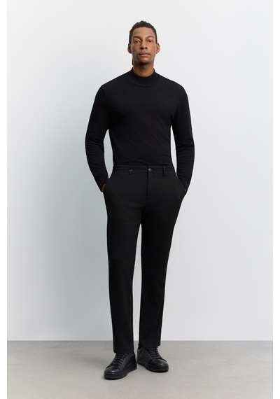 Avva Erkek Siyah Yan Cepli Gofre Beli Lastikli Slim Fit Lastikli Pantolon A62y3203