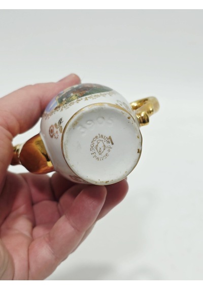 Fransız Minyatür Desen Porselen Demlik 10cm Çok Renkli