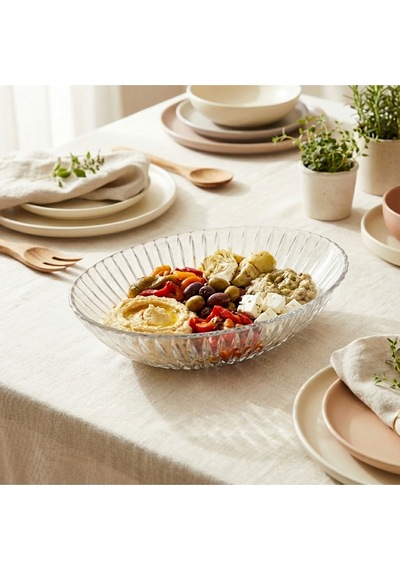 Selen Concept Riva Model El Yapımı Cam Salata Kasesi ve Meyvelik 2'li Set
