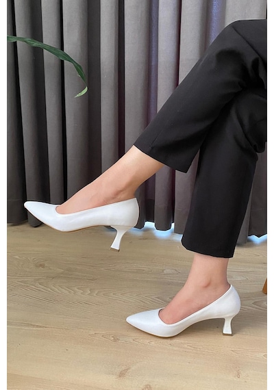 Preshley Kadın Sity Beyaz 6 Cm İnce Topuklu Stiletto Beyaz