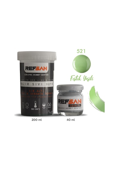 Hazır Çini ve Seramik Boyası 521 Fıstık Yeşili 40 Ml