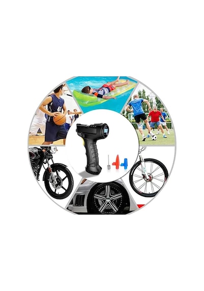 Valkyrie 120w Kablosuz Hava Kompresörü Araç Motorsiklet Bisiklet Top Araba Lastik Pompası - Wireless Usb - Led Işıklı