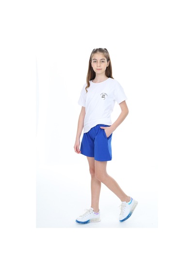Toontoy Kids Toontoy Kız Çocuk Garni Detaylı Baskılı Şortlu Takım Saks Mavi Toontoy Kids Toontoy Kız Çocuk Garni Detaylı Baskılı Şortlu Takım Saks Mavi