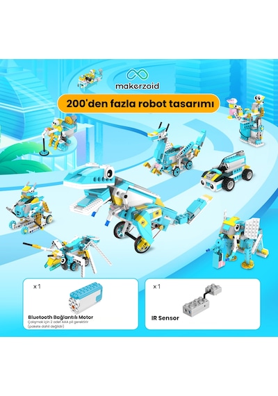 Makerzoid Smart Robot Premium 400 Parça 200+ Model Robot Kodlama Seti 6+ Yaş