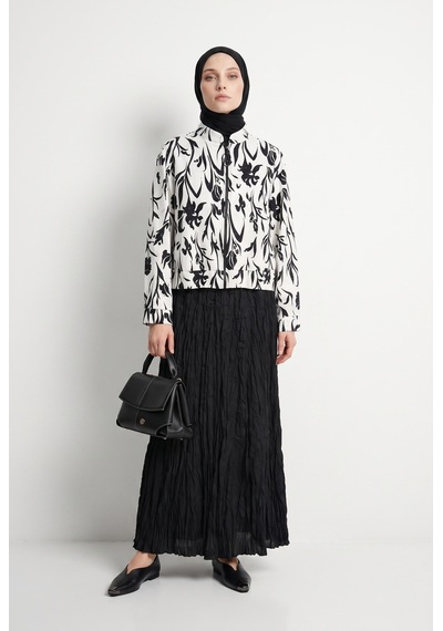 Armine Trend Doğal Kumaş Desenli Fermuarlı Ceket Ve Pliseli Etekli Rahat Kalıp İkili Takım Ekru 26yt6142 Armine Trend Doğal Kumaş Desenli Fermuarlı Ceket Ve Pliseli Etekli Rahat Kalıp İkili Takım Ekru 26yt6142