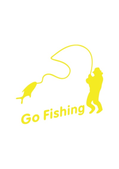 Go Fishing Araba Sticker 17x17 Cm Sarı