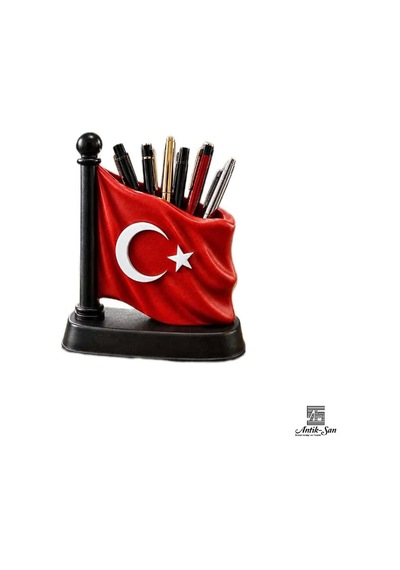 Antik-san Türk Bayrağı Kalemlik 12,5 Cm Kişileştirilebilir 165-Koyu Yeşil