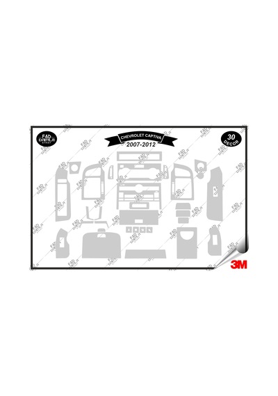 Chavrolet Captiva 2007-2012 Torpido Konsol Trim Göğüs Maun Kaplama Set 30 Parça Gümüş