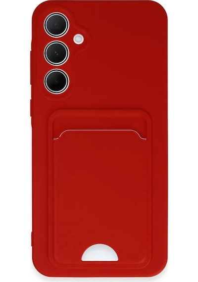 Newface Samsung Galaxy A35 5g Kılıf Kelvin Kartvizitli Silikon - Kırmızı