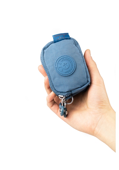 İmaks Mini Boy Krinkıl / Klinkır Kumaş 3 Fermuar Bileklik Askı Bozuk Para Cüzdan Makyaj Çanta 1415a Mavi