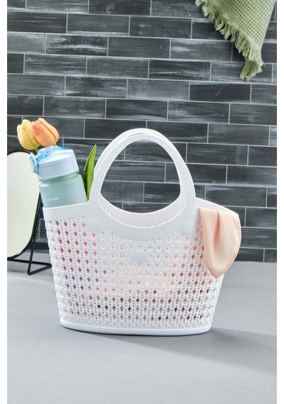 Silikon Premium Kolay Saklanabilir Sepet Çanta Organizer, 5,5lt, 30x17x31cm Silikon Beyaz 30 X 17 Tr Diğer