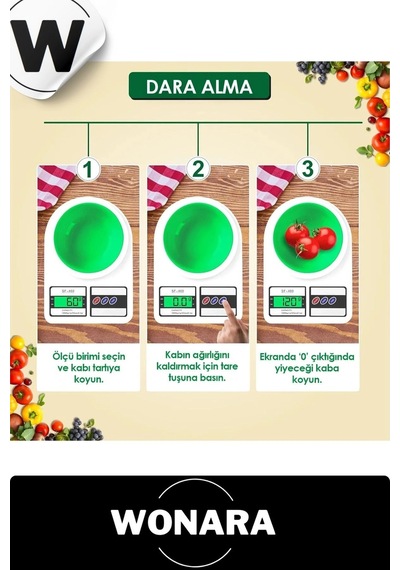Deluxe Yüksek Hassasiyetli Pilli Mutfak Terazisi Dara Fonksiyonlu Otomatik Kapanma Özellikli Ölçer Diğer