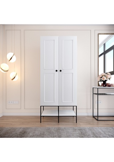 Pasific Home Martin 2 Kapaklı Gardırop Elbise Dolabı Parlak Beyaz