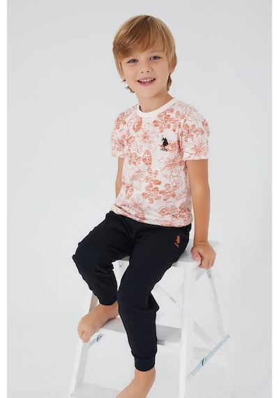U.S. Polo Assn. Flowered Beyaz Erkek Çocuk Kısa Kol Pijama