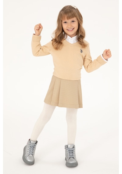 U.S. Polo Assn. Kız Çocuk Kum V Yaka Basic Kazak 50294198-VR085