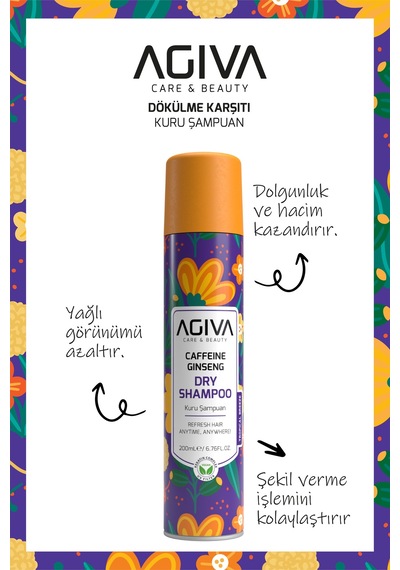 Agiva Caffeine Ginseng Egzotik Meyve Kokulu Hacimlendirici Kuru Şampuan 200 ML