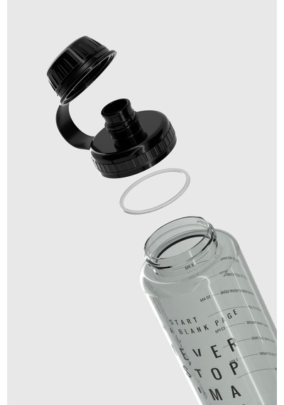 Renga Ege Yazı Desenli 1000 Ml Tritan Matara 912141 Siyah Siyah