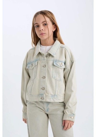 DeFacto Kız Çocuk Jean Ceket D7104A825SPNM39 Mavi