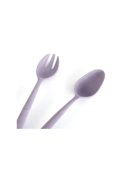 Sıa Salata Kaşık Çatal Seti Bambu Çevreci Model Mor