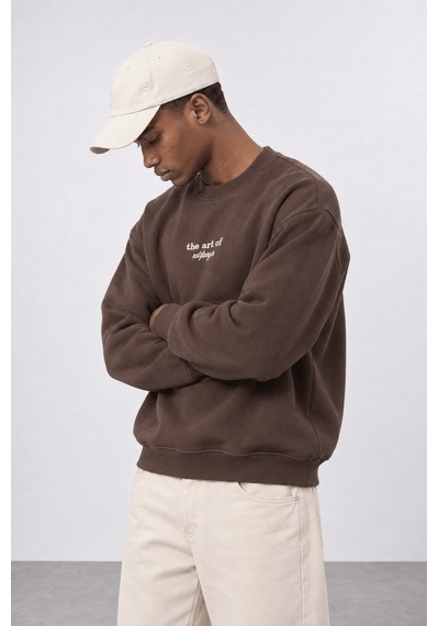 Respire Erkek The Art Of Patch Detaylı Oversize Sweatshirt Kahve