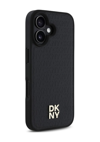 Apple Uyumlu iPhone 16 Plus Kılıf Dkny Lisanslı M-safe Şarj Özellikli 3d Yazılı Repeat Pattern Kapak Siyah
