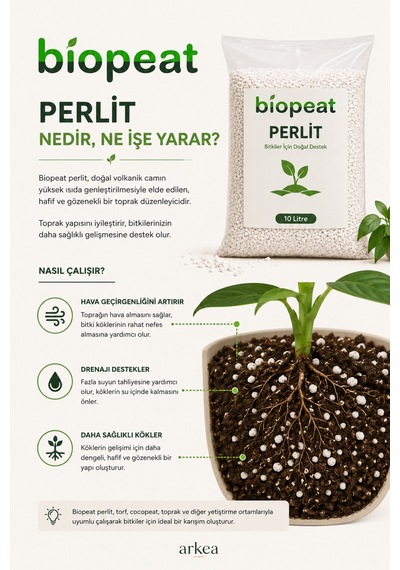 Perlit 10 Litre Toprak Düzenleyici Hava Geçirgenliği Ve Drenaj Destekleyici Perlit 1000