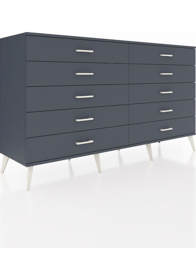 Hyperion Konsol 10 Çekmeceli 176x44x99 Antrasit-antrasit Antrasit-antrasit