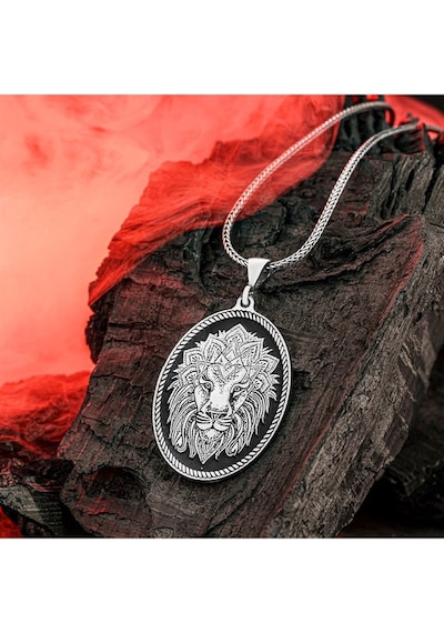 Aslan Lion Modeli 925 Ayar Gümüş Işıklı Kutuda Sevgiliye Eşe Babaya Hediye Kolye