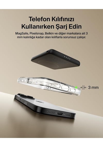 Boostcharge 5000 Mah İnce Manyetik Usb-c Power Bank, Siyah
