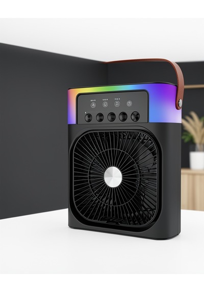 Rgb Işıklı Buharlı Masaüstü Fan Sessiz Usb Şarjlı