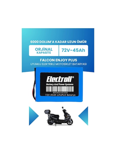 Falcon Enjoy Plus Batarya Standart Kapasite Lifepo4 72v 45ah Elektrikli Motosiklet Bataryası