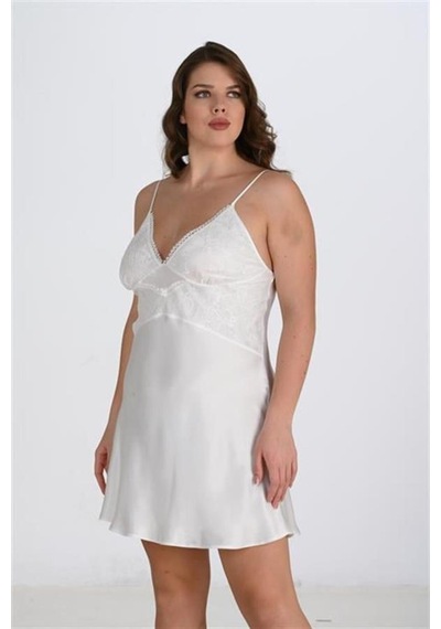 Modenya Premium Büyük Beden Saten Dantel İşlemeli Ekru 2'li Gecelik Sabahlık Takımı Bigsize 3xl Modenya Premium Büyük Beden Saten Dantel İşlemeli Ekru 2'li Gecelik Sabahlık Takımı Bigsize 3xl