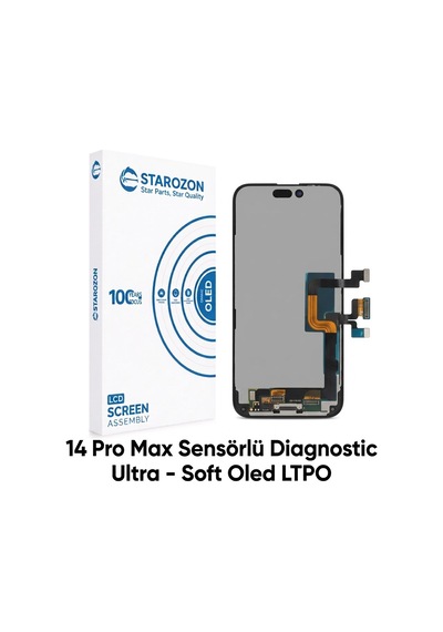 Starozon - Apple iPhone Uyumlu 14 Pro Max Sensörlü Diagnostic Ultra-soft Ekran Panel