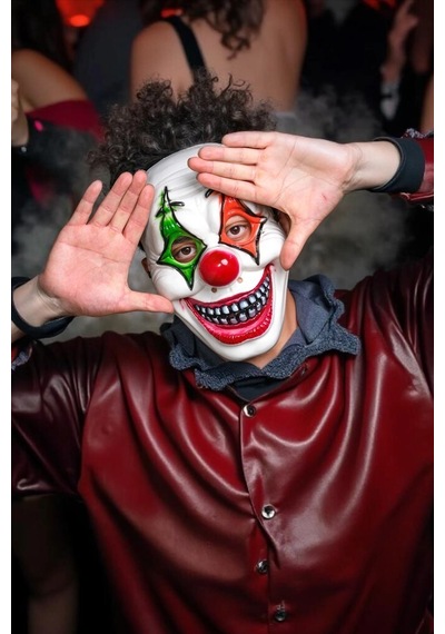 Halloween Maske Palyaço Kırmızı Yeşil Tüm Yaşlar