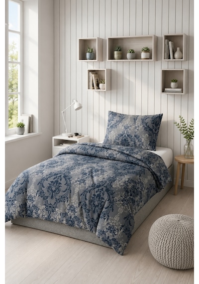 Tek Kişilik Nevresim Takım - 80% Pamuk, 20% Polyester - 160 Cm X 200 Cm Mavi