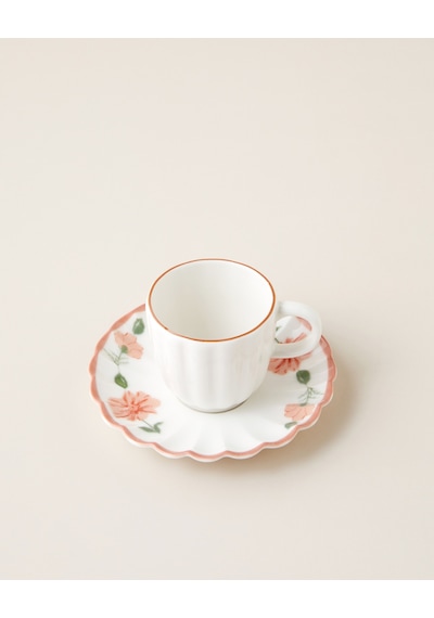 English Home Rosel Porselen 4 Parça 2 Kişilik Kahve Fincan Takımı 95 Ml Somon