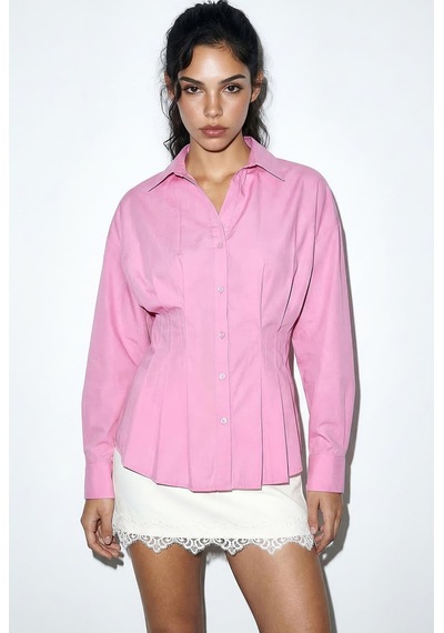 Shade Kadın Pileli Belden Oturtmalı Poplin Gömlek 343 60286048 - Pembe