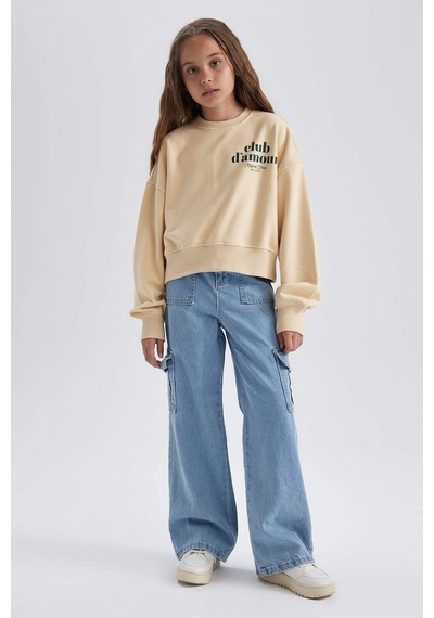 Defacto Kız Çocuk Oversize Geniş Kalıp Baskılı Sweatshirt A6158a823aubg378 Bej Defacto Kız Çocuk Oversize Geniş Kalıp Baskılı Sweatshirt A6158a823aubg378 Bej