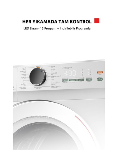 Toshiba TW-T21BU90UWTR WW 8 KG 1400 Devir Çamaşır Makinesi Beyaz