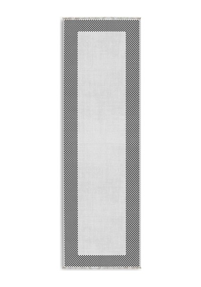 Siyah Beyaz Dama Desenli Dekoratif Modern Halı 3047-2