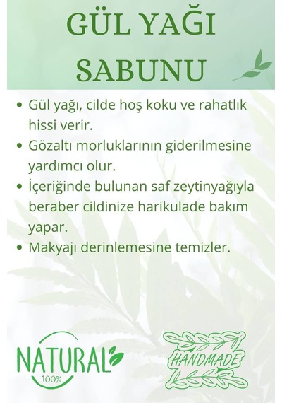 Hediyelik Gül Yağı Sabunu El Yapımı Doğal Paletli 110 G