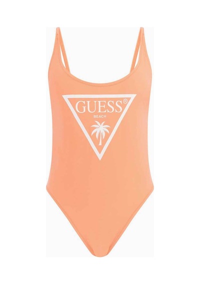 Guess One Piece Logo Detaylı Mayo Turuncu