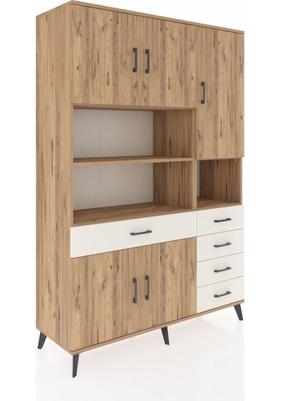 Hyperion Dolap 9 Raflı 5 Çekmeceli 5 Kapaklı 132x44x195 Çam-ç... Çam