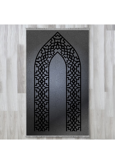 Evaşk Namazlık Dokuma Halı Kaymaz Muslumana Seccade 80 x 130 GRİ EVAŞK405C66