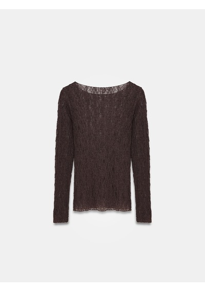 Dilvin 32764 Kayık Yaka Dantel Top-koyu Kahve