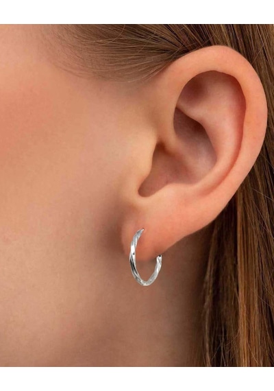 Brezza Lusso Jewelry Estetik Burgulu Halka Kadın Gümüş Küpe 20 Mm